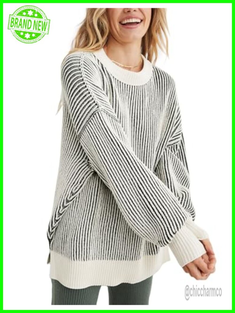 Chenille Crew Neck Pullover Sweater, Color Block Knit Long Sleeve Winter Top